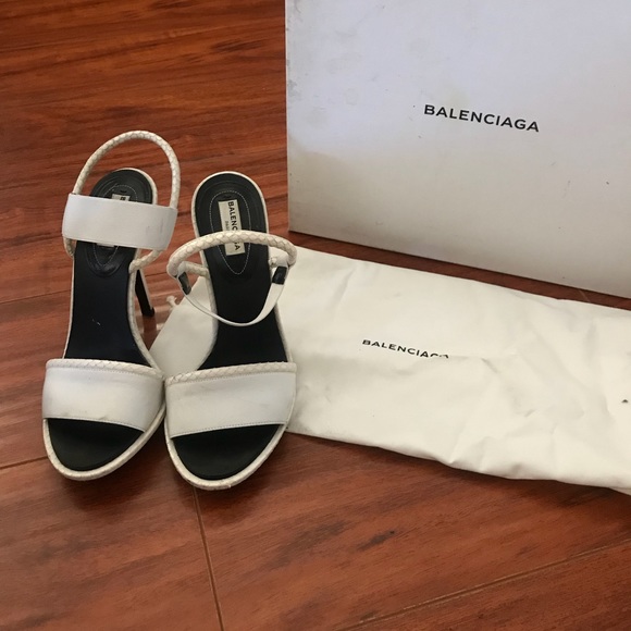 white elastic sandals